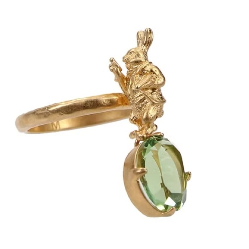Dior Dream Ring size M Gold Finish Metal With Green Crystal - Picture 1 of 8
